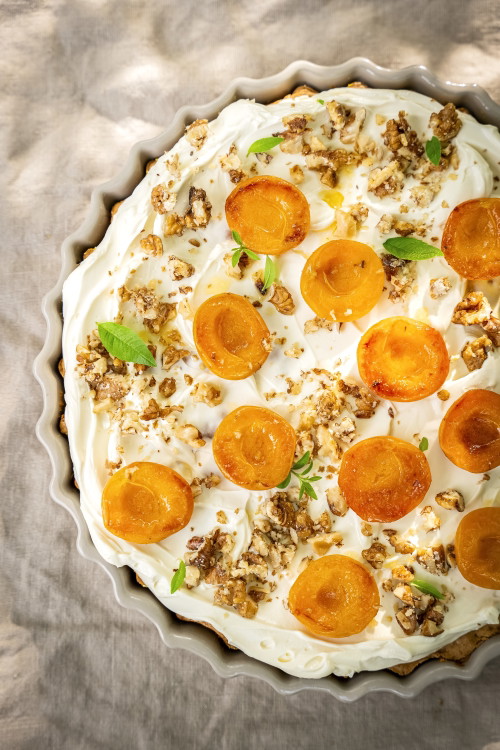 Karottenkuchen mit Aprikosen-Zitronenverbene