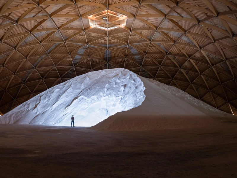 Der Saldome der Saline Riburg: Unter einer der grössten freitragenden Holzkuppeln Europas lagern hier bis zu 80'000 Tonnen Salz. 