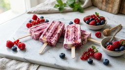 Beeren-Eis am Stil aus 3 Zutaten