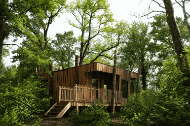 AW² firma le Coucoo Cabanes, rifugi ecologici sugli alberi vicino a Fontainebleau
