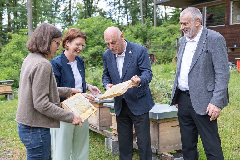 v.l. Theresa Frühwirth, LRin Langer-Weninger, Herbert Vitzthum, Konrad Sauerschnig. 
