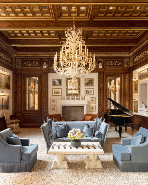 La sala d'attesa della lobby di Airelles Palladio