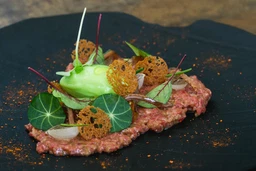 Raw Alpine ox beef with gazpacho sorbet