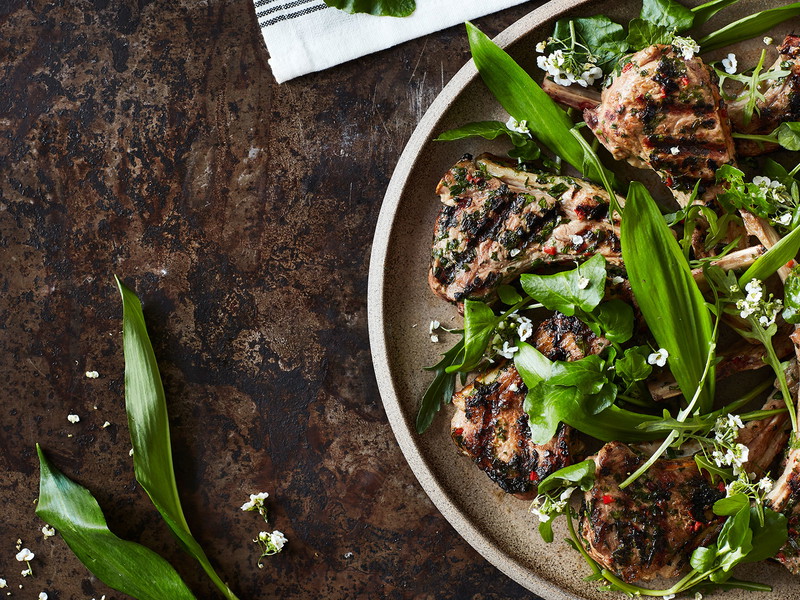 Grilled Boar Cutlets with Herbs