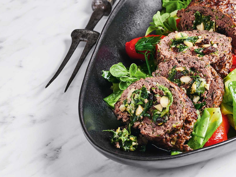 Lamb Kofte Stuffed with Spinach, Almonds and Raisins