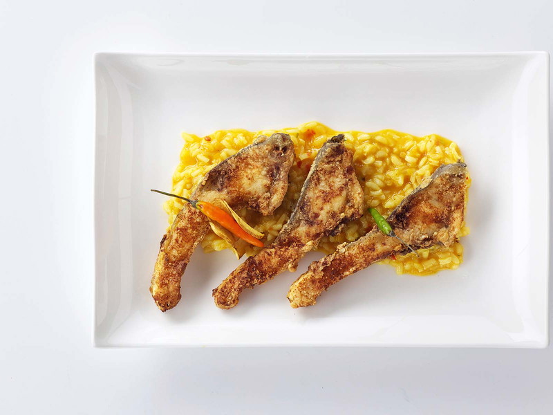 Kürbisrisotto mit Karpfen