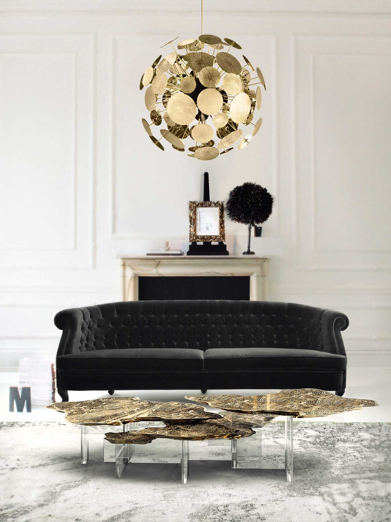 Mit dem Center Table »Monet Gold« lässt es sich gut und stylish einen Drink genießen. Form-Vorbild waren Monets Seerosen. bocadolobo.com