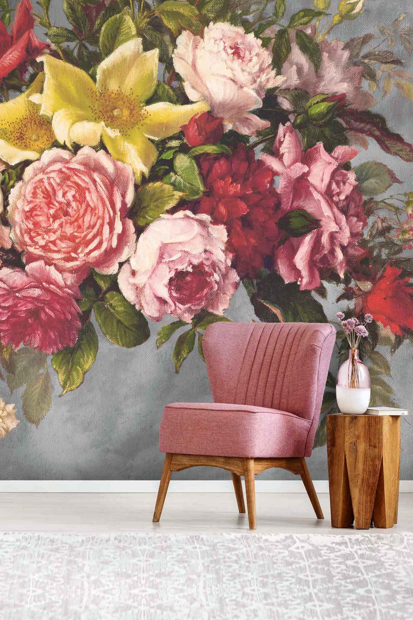 Neue Lebensgeister und ganz viel Lust auf Frühling weckt das »Still Life Grey Wall Mural« von Designerin Nina Marika. Handgemalt, not boring! woodchipandmagnolia.co.uk