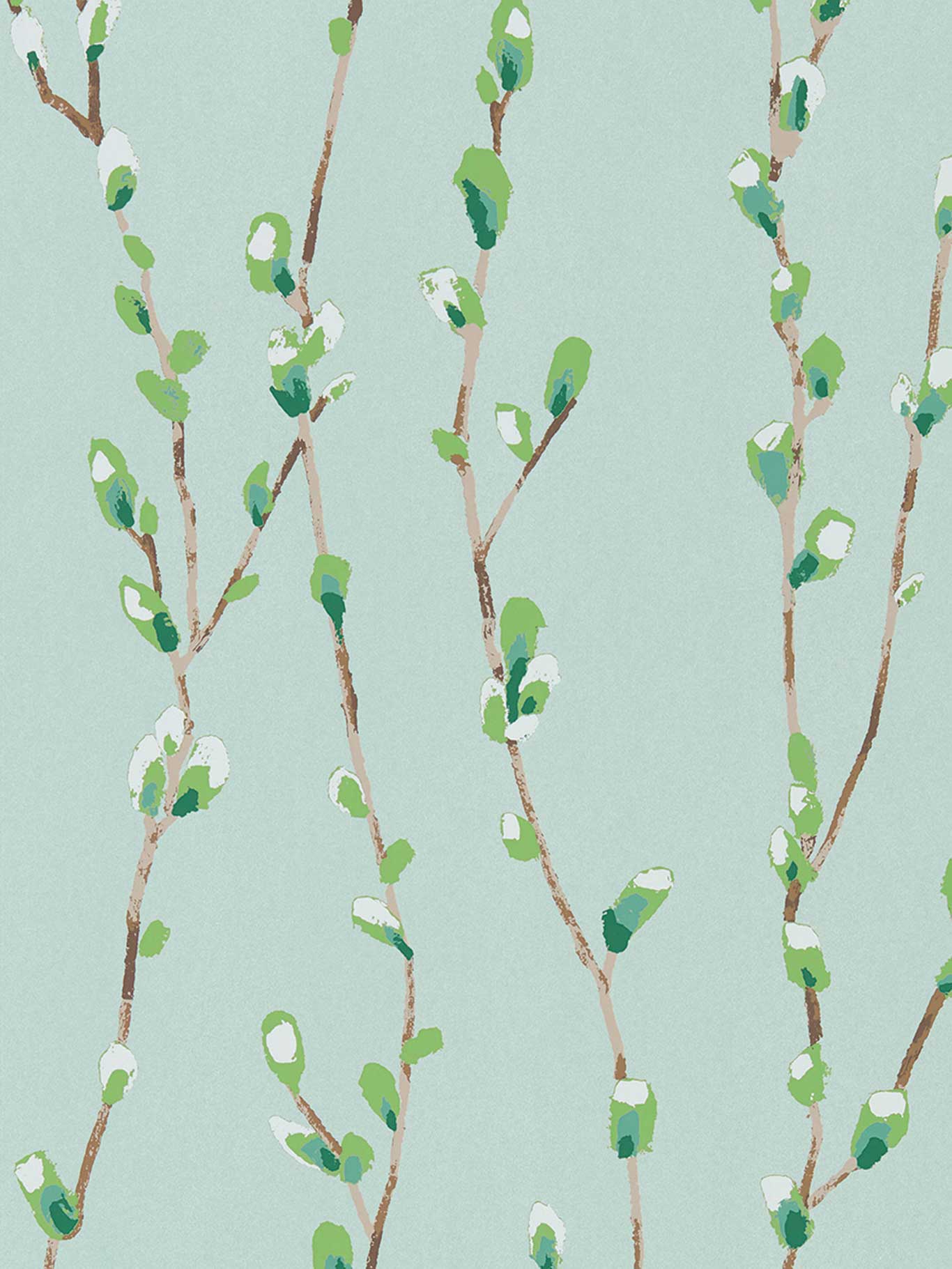 Erbauliches Gesträuch Die Tapete »Standing Ovation Mint/Emerald« von Harlequin ist eine abstrakt gemalte Hommage an Palmkätzchen. Gut mit Gold- und Brauntönen. johnlewis.com