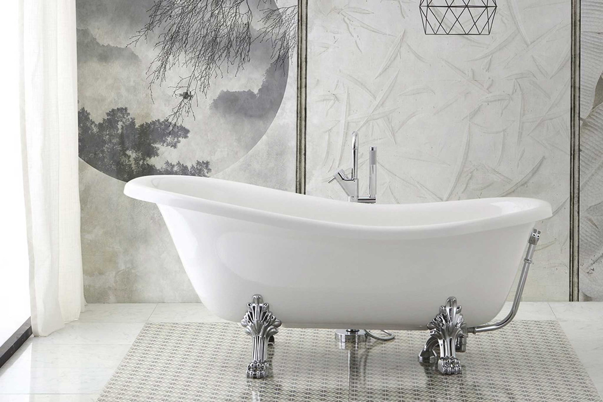 Die Badewanne »Romantica« strahlt im wahrsten Sinne des Wortes Romantik aus. Klassisch im Stil und in Mineralmarmor produziert, strahlt die Preziose mit vier Beinen aus verchromtem Metall. Ein echtes Juwel im Hygienebereich. kvstore.de