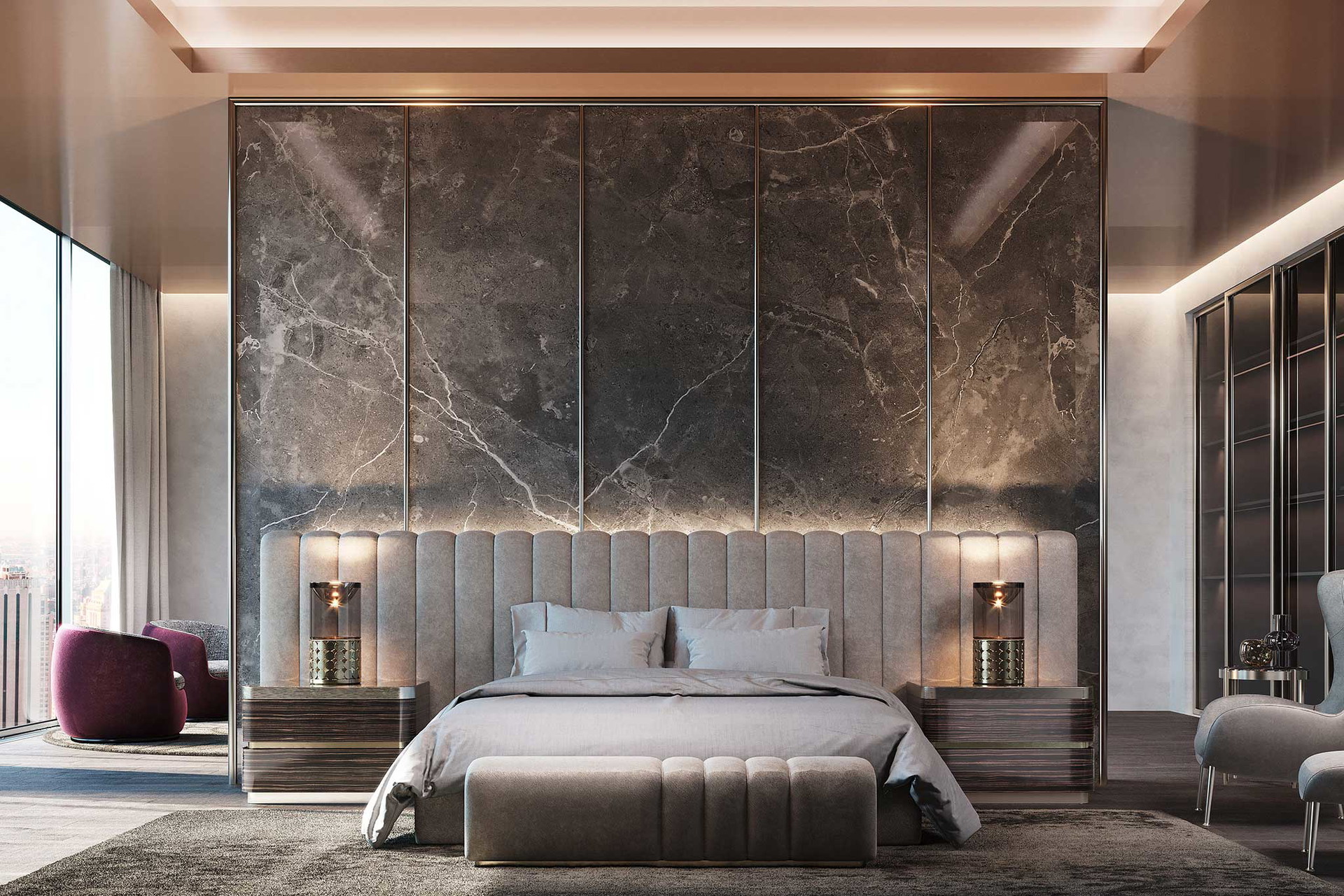 Weiche, elegante Linien zeichnen das Bett »Monolith« aus.