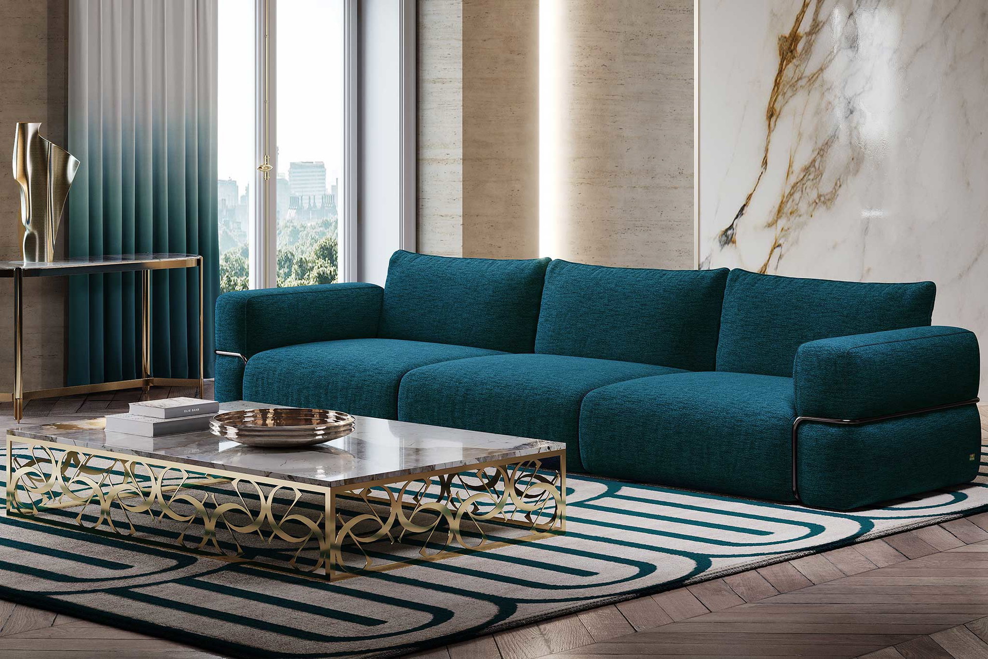 Das Sofa »Byblos« wurde nach einer der ältesten Städte der Welt benannt, welche sich in der Nähe von Elie Saabs Geburtsort Beirut befindet.&nbsp;