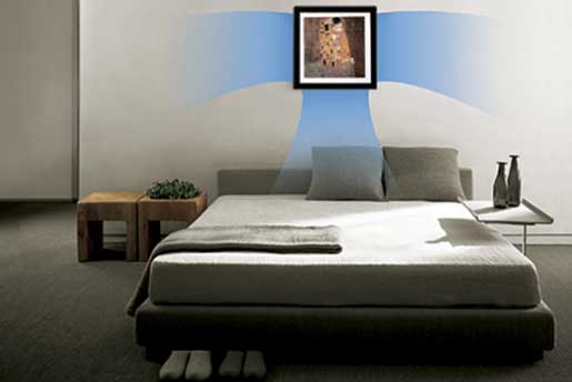 Für einen Blickfang sorgt der »LG Artcool&nbsp;Gallery«. Neben dem quadratischen Design ermöglicht das Klimagerät eine gleichmäßige Kühlung sowohl von der Front, als auch den Seiten. Das Bild an der Frontplatte kann übrigens ausgetauscht werden.&nbsp;