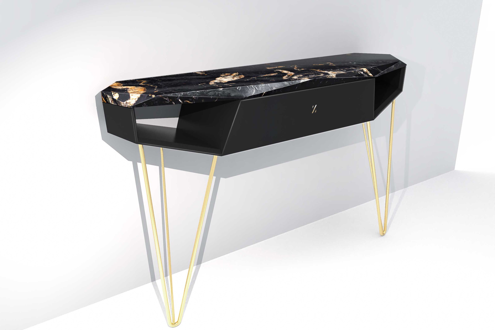 Konsole von Zeisner Design: »Ich liebe diese Konsole meines Freundes Daniel Zeisner. Ihr Schliff gibt dem Marmor einen besonderen und unverwechselbaren Touch.«