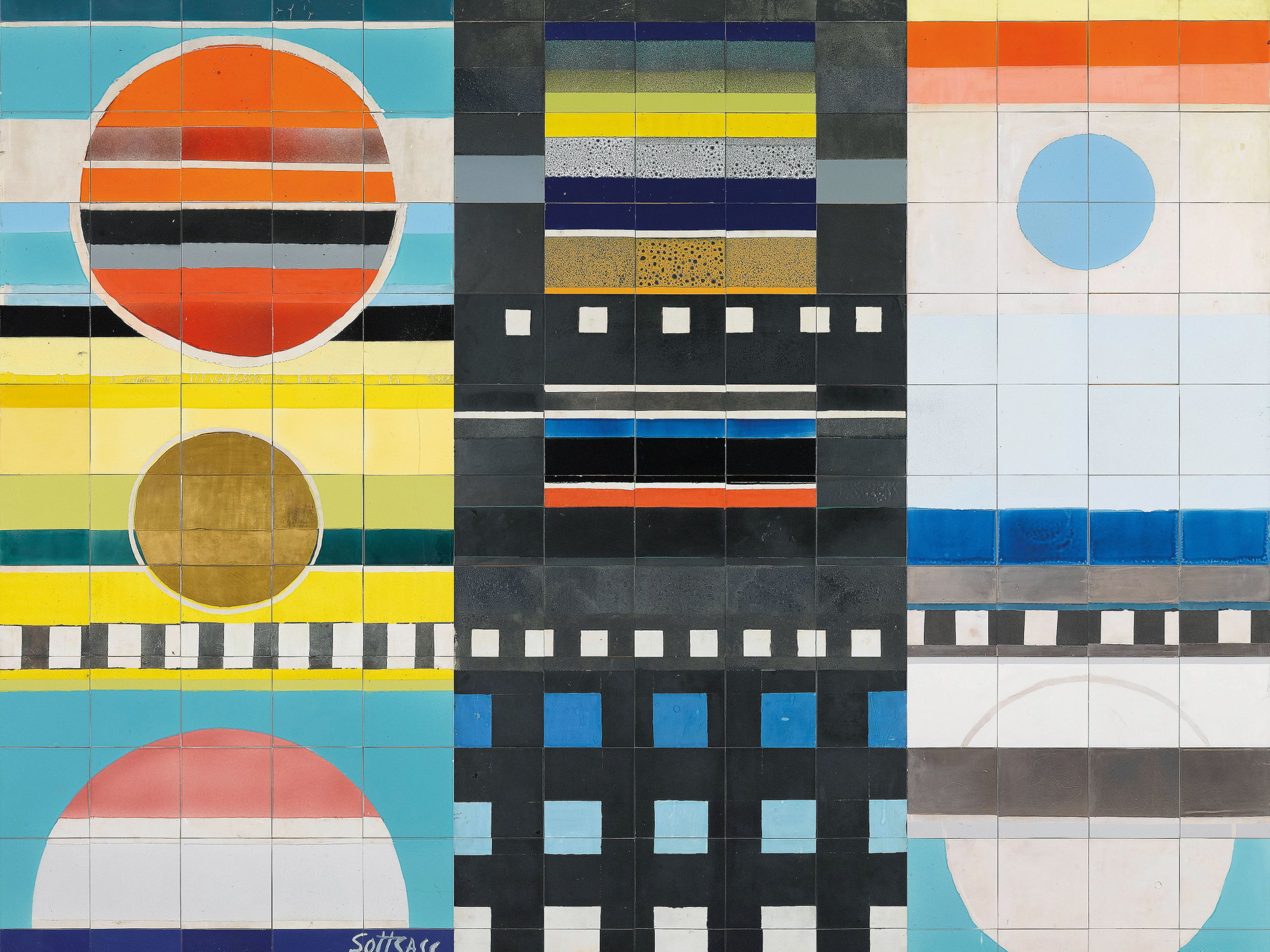 Seltenes Wandbild: Dieses 1959 entstandene Keramik-Wandbild von Architekt und Designer Ettore Sottsass wurde 2014 im Dorotheum versteigert. Pamono bietet andere Sammlerstücke von ihm an. pamono.at