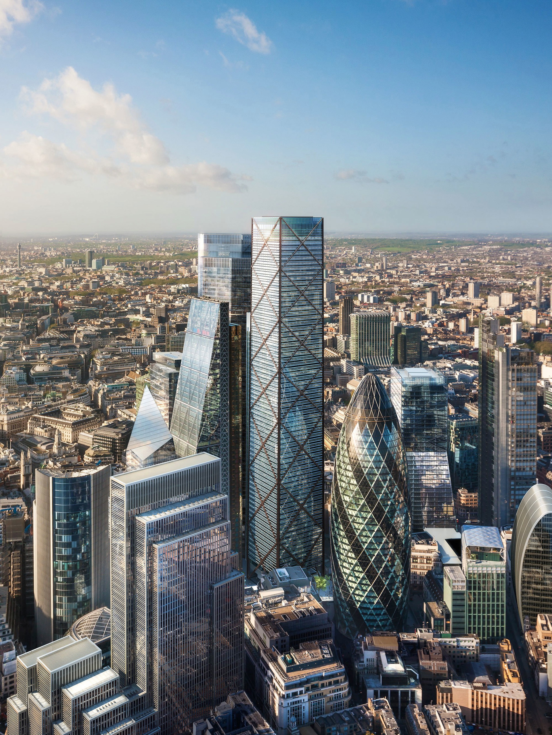 Undershaft: Ein Dauerbrenner in der Londoner City: Seit 2010 ist dieser Wolkenkratzer in Planung, 2015 wurde der kontroverse Entwurf durch einen eher zurückhaltenden ersetzt (ebenso wie durch einen neuen Investor). Nach Fertigstellung soll er mit 305 Metern Höhe der zweitgrößte der Stadt werden. Die markanten Stahlstreben an der Fassade sorgen dafür, dass das Innere stützenfrei und somit maximal verwertbar bleibt. Wann mit dem Bau tatsächlich begonnen wird, ist noch unklar. ericparryarchitects.co.uk