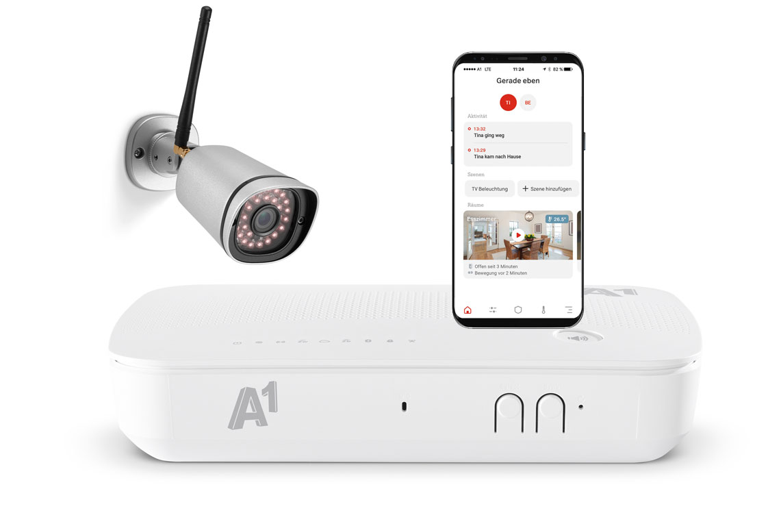 Schau genau:&nbsp;Auch Telekomriese A1 setzt auf das Thema Sicherheit und bietet verschiedene Konzepte und Preisstufen. Mittels Akku und SIM-Karte funktionieren die smarten Alarmanlagen auch bei Strom- und Internetausfall. a1.net