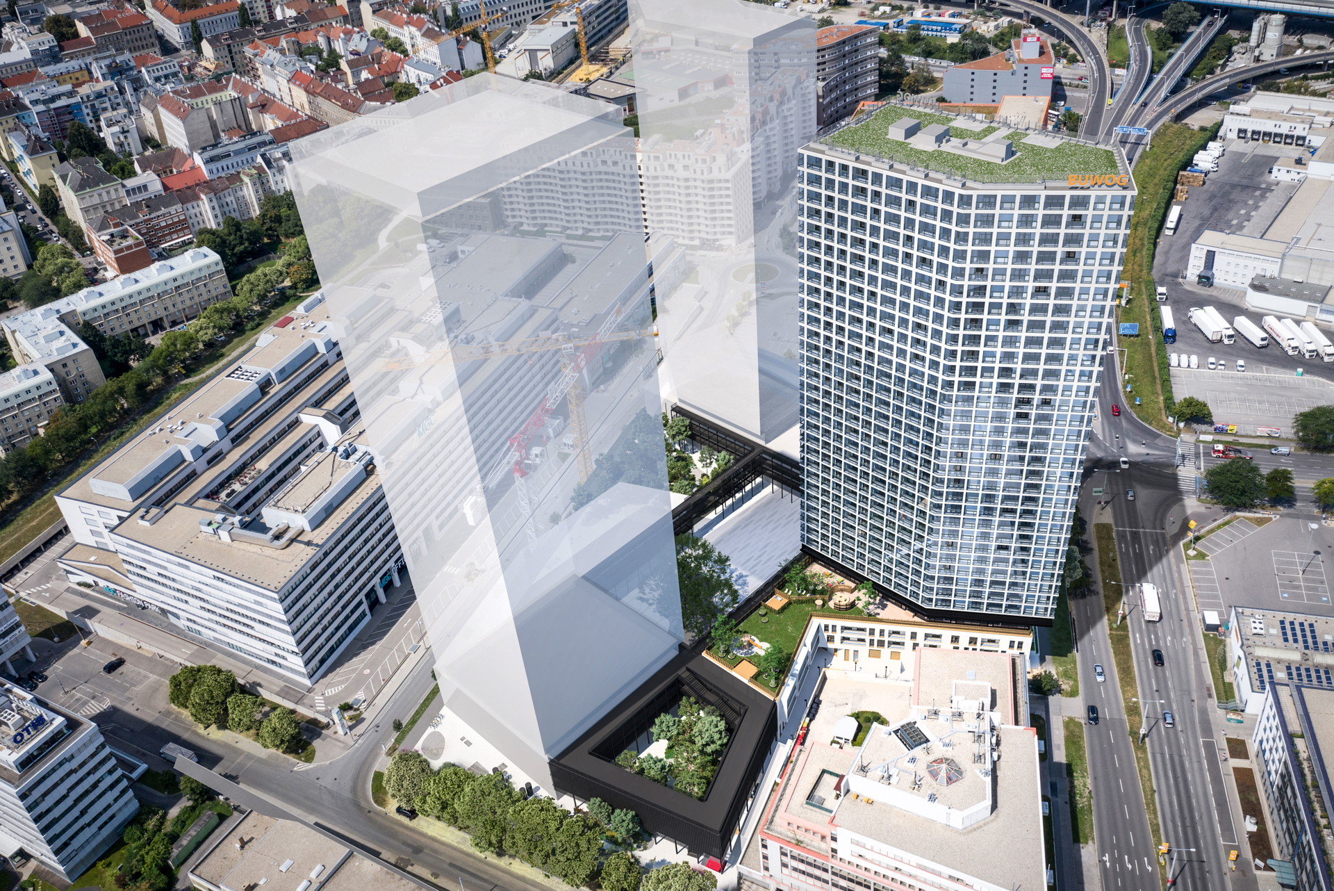 HELIO TOWER: Vor einem Jahr war Spatenstich, bis Herbst 2022 werden die Bauarbeiten voranschreiten: Mit 108 Meter Höhe ist der »HELIO Tower« der BUWOG als Teil des Ensembles »THE MARKS« in St. Marx eines der außergewöhnlichsten Wohnhochhäuser weit und breit. Der Turm umfasst 228 Eigen-tumswohnungen, 173 Mietwohnungen sowie diverse urbane Annehmlichkeiten direkt im Haus. helio.buwog.com