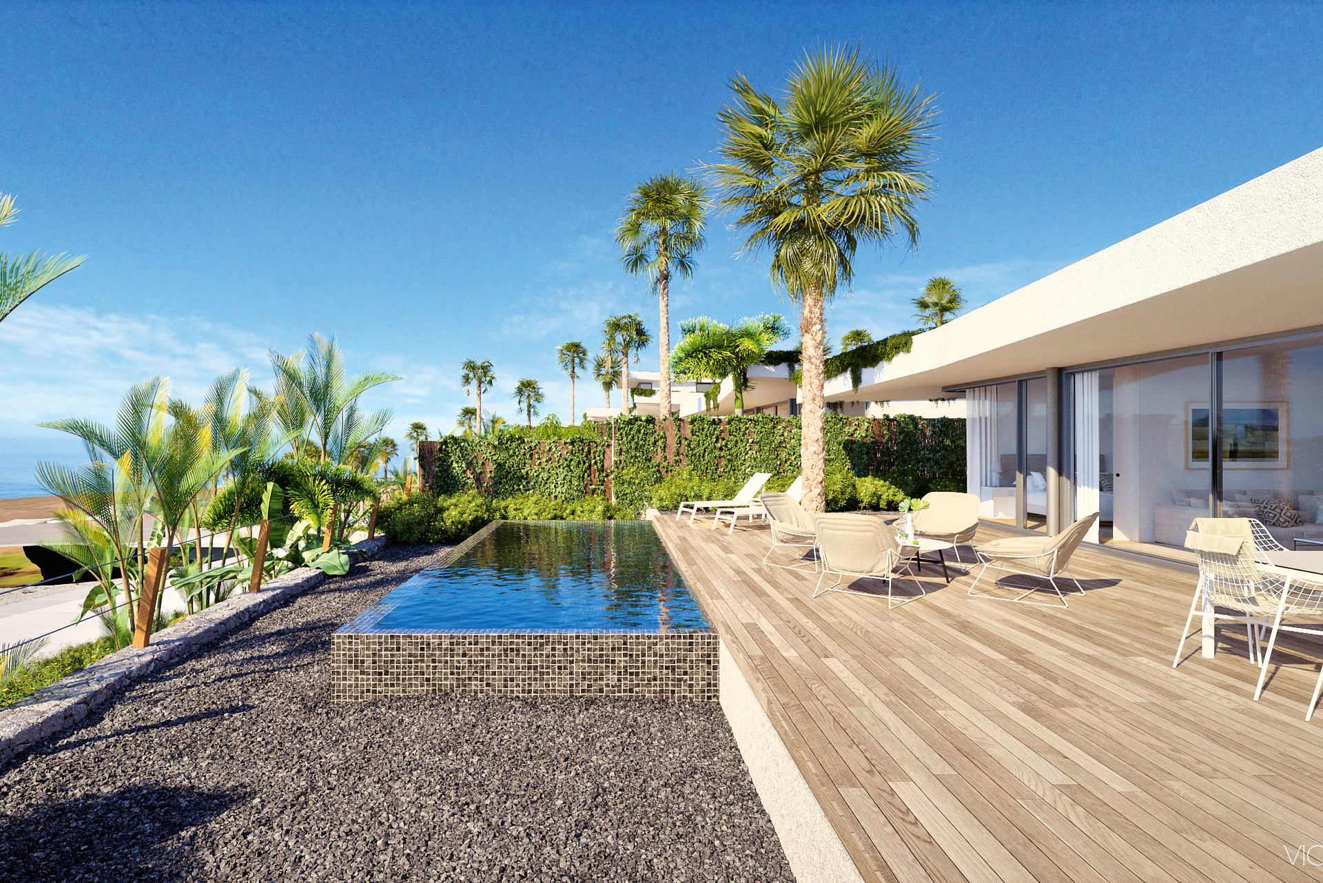 ABAMA RESORT, TENERIFFA: Das »Abama Resort« auf Teneriffa erweitert seine Anlage um zwölf Luxus-Einheiten, die den Namen »Villas del Tenis« tragen und komplett möbliert, mit eigenem Pool, Terrasse und Garten zum Kauf angeboten werden. Die Villen liegen eingebettet zwischen der Tennis-anlage und dem Dave-Thomas-Golfplatz und ziehen sich teilweise über zwei Ebenen, Ausblick über den Atlantik und auf die Nachbarinsel La Gomera inklusive. Das Neubau-Projekt wurde von den spanischen Architekten Virgilio Gutiérrez Herreros und Eustaquio Martínez entworfen und soll Ende 2020 bis Anfang 2021 bezugsfertig sein. abamahotelresort.com