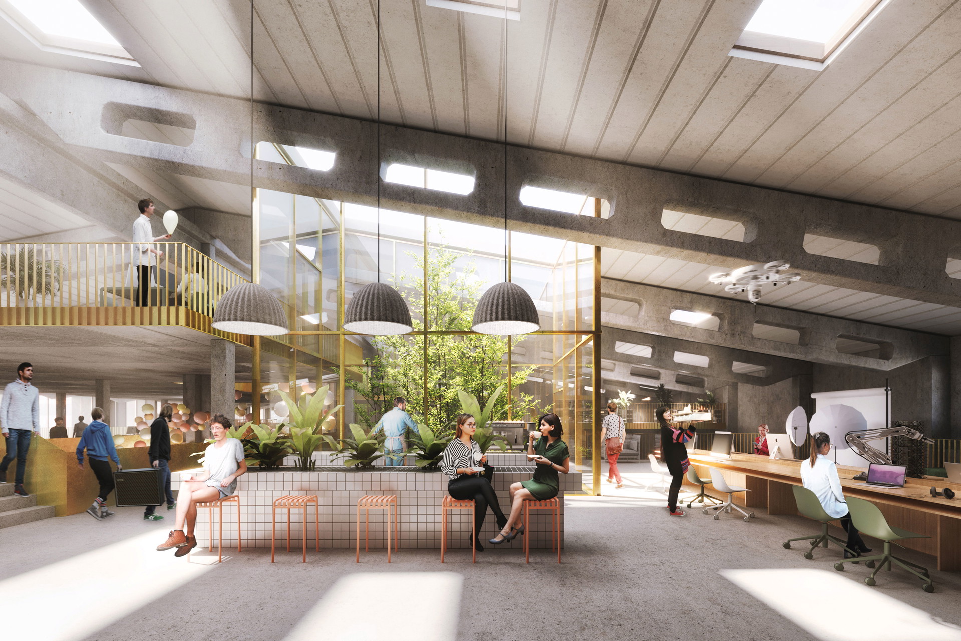 Immobilienmarkt in Bewegung:&nbsp;Smartvoll Architekten aus Wien realisieren die Umgestaltung großer Gewerbehallen in offene, luftige Raumkonzepte mit gemischter Nutzung. smartvoll.com