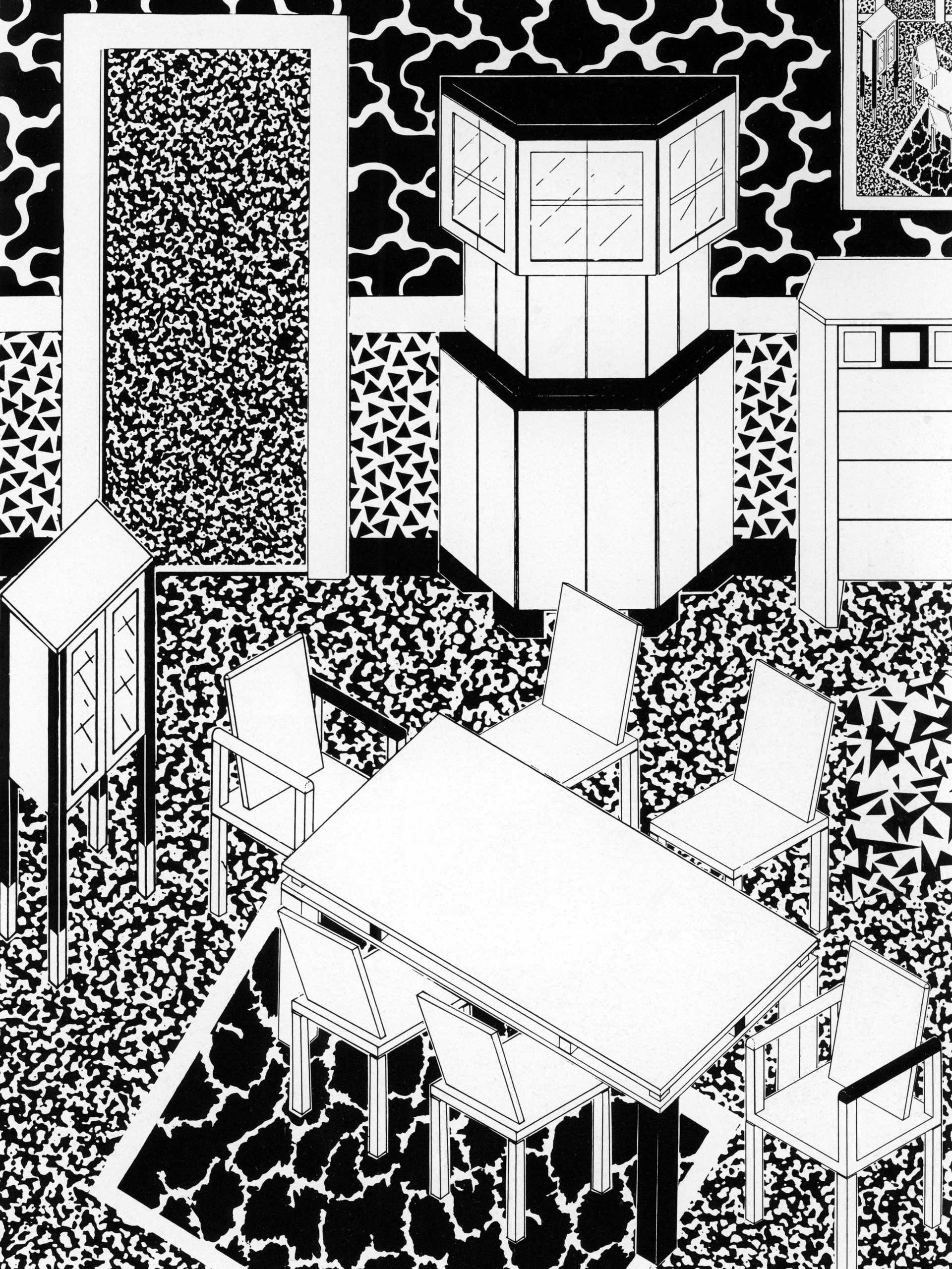 George Sowden, Zeichnung für ein Interieur, 1983