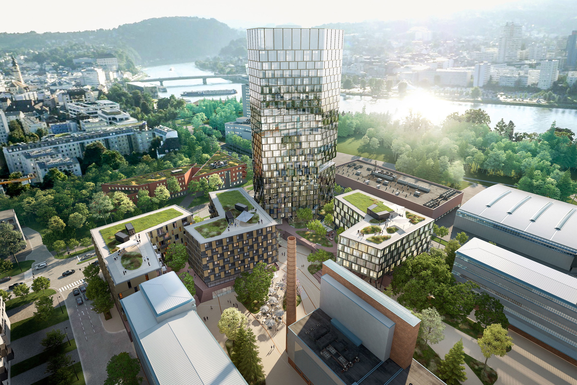 Linzer Leuchtturmprojekt: Büroflächen, Hotel, Wohnungen, Geschäfte und Gastronomie – die Bodner-Gruppe setzt auf die Stabilität des Markts. Der »QUADRILL«-Tower – Österreichs höchster Büro- und Hotelgebäude-Tower außerhalb von Wien – wird das Herzstück der alten Tabakfabrik in Linz. tabakfabrik-linz.at