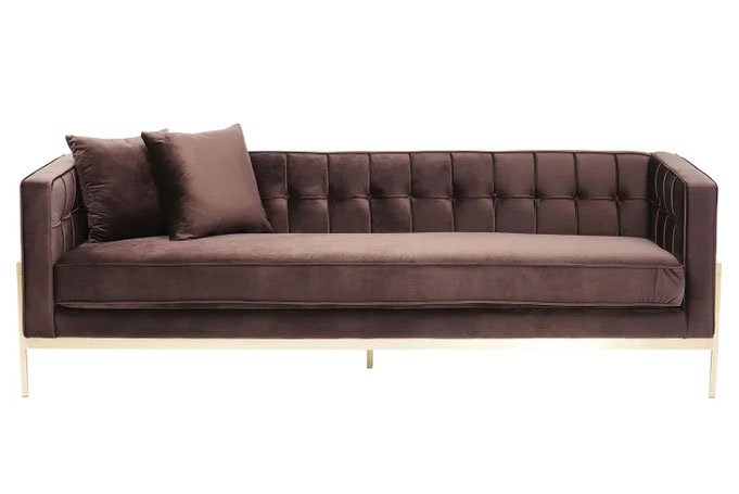 Sofa Loft Braun 3-Sitzer&nbsp;mit klassischer Kapitonierung