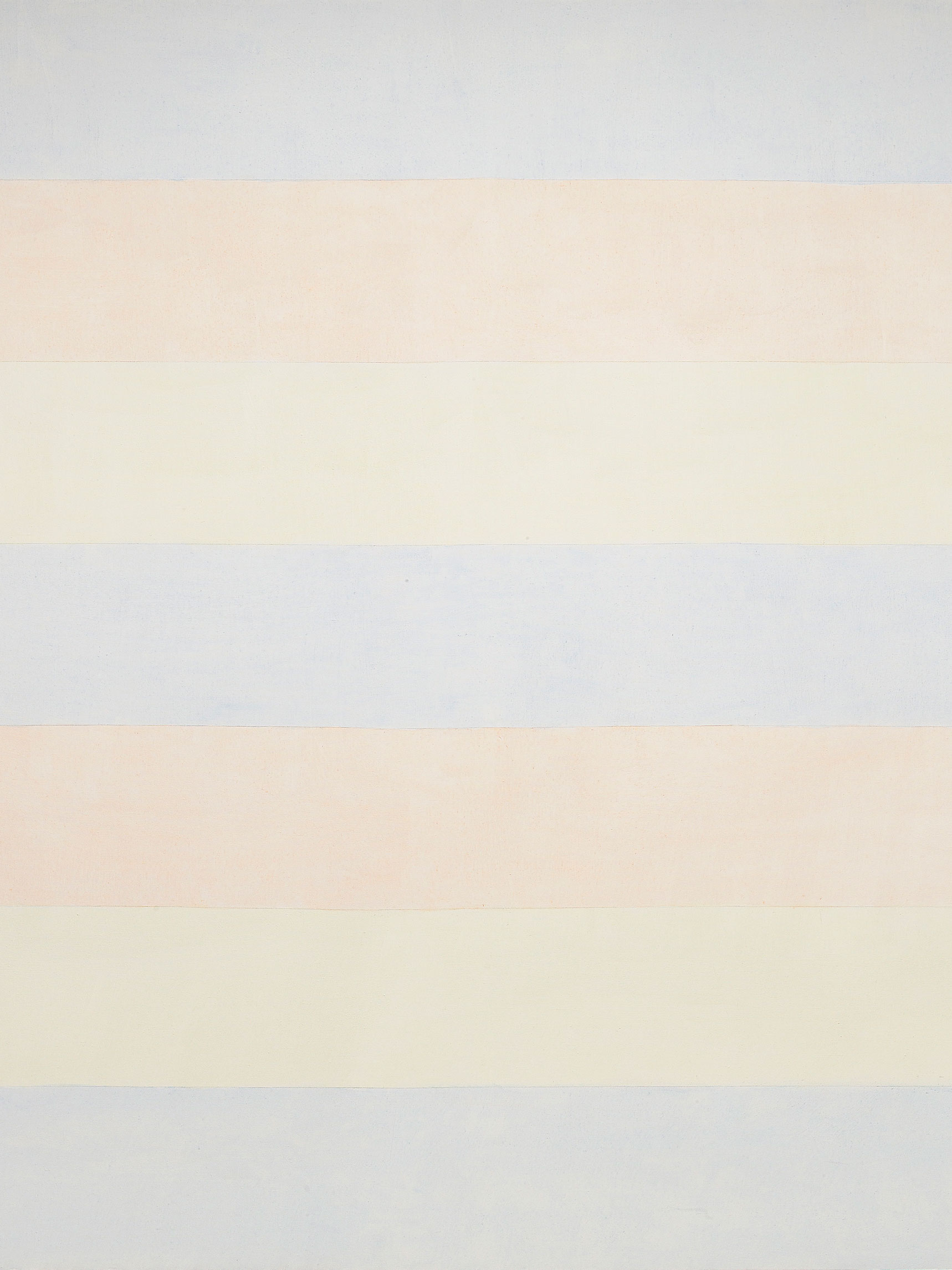 Agnes Martin.&nbsp;»Mit ihrer sanften reduzierten&nbsp;Farbpalette und Formgebung machen mich ihre Werke glücklich. Ich erinnere mich gut, als ich das Werk ›Untitled #‹ von 1998 das erste Mal in Düsseldorf sah. Es leuchtete wie eine Sonne im Nebel und strahlte eine erhabene Ruhe aus.«