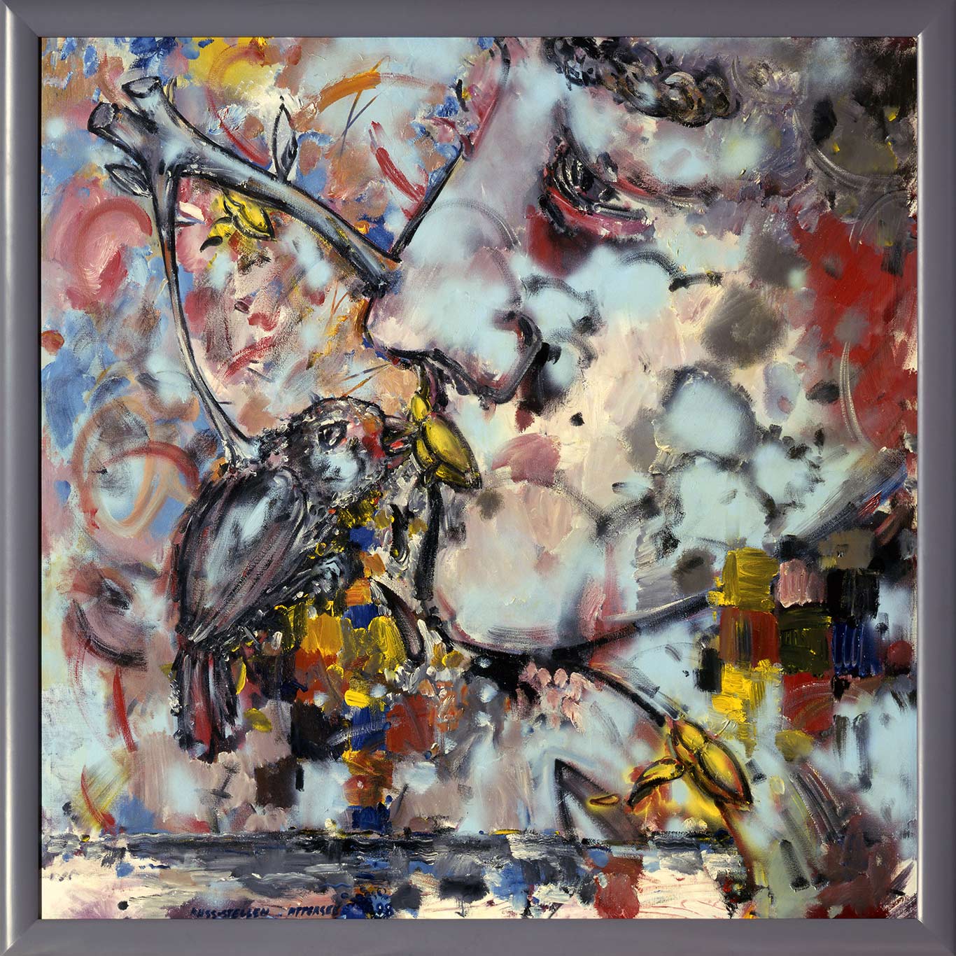 1. »Kuss-Stellen« von Christian Ludwig Attersee, 1998 »Das Bild hängt seit zwei Jahrzehnten hinter unserem Esstisch, vis-à-vis meinem üblichen Sitzplatz in unserer Wiener Wohnung. Unzählige Male habe ich es also angeschaut, fad geworden ist mir dabei nie.«