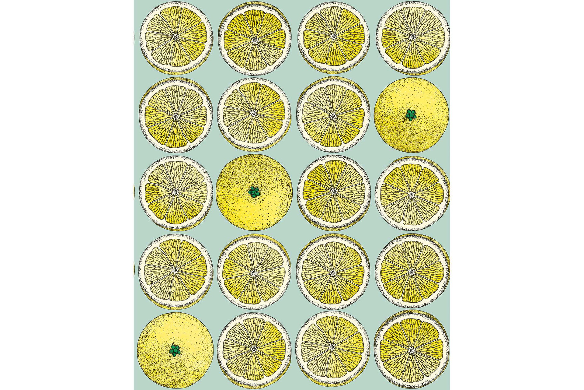 Fruchtig&nbsp;Zitrusfrüchte sind wahre Sommerboten – das gilt auch fürs Interieur. Die mediterrane Tapete im Design von Fornasetti setzt erfrischende Akzente.&nbsp;cole-and-son.com