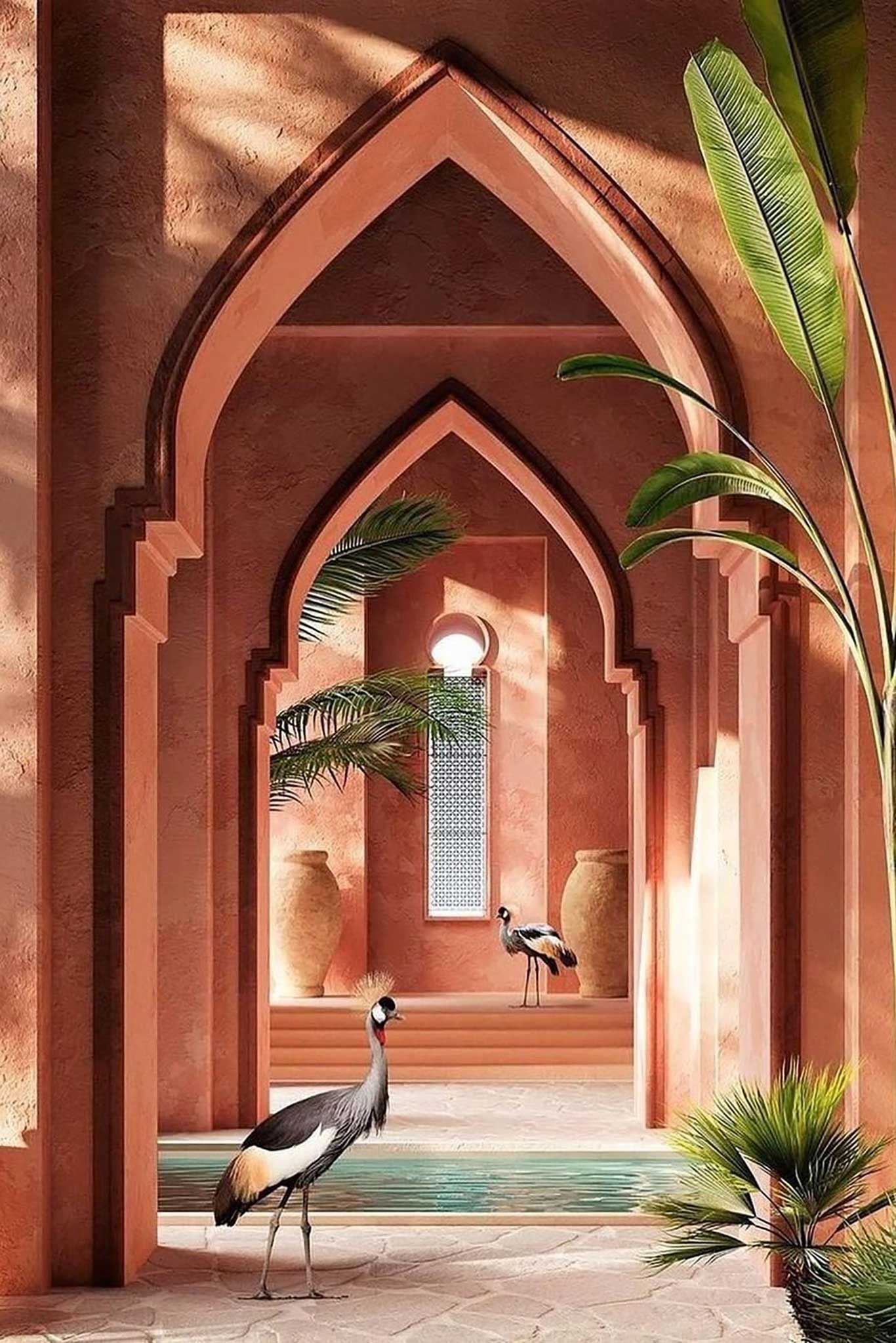 Und, Action! Fotograf Massimo Colonna&nbsp;hat es perfektioniert, das harmonische&nbsp;Zusammenspiel aus Architektur und Natur einzufangen, wie der Kunstdruck »Pink&nbsp;Palace« zeigt. lumas.de