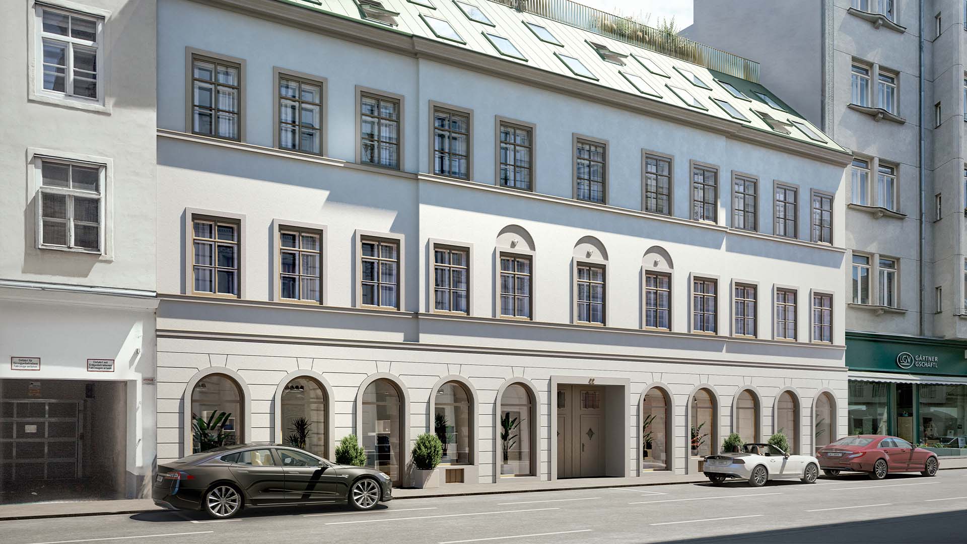 »THE FUSION by WINEGG« in der Kettenbrückengasse 22 überzeugt bereits von außen mit der historischen Fassade. ​​​​​​​the-fusion.at​​​​​​​
