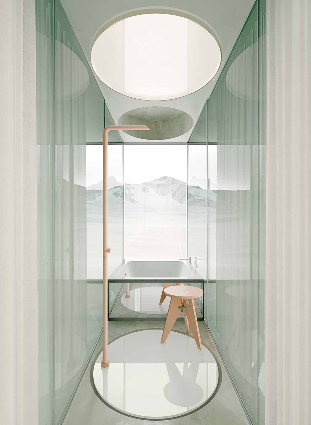 Meditativer Fluchtpunkt&nbsp;Eine Art kubistischer Schneekugel zum Erholen im Metaverse: das »Winter House« von Andrés Reisinger und Alba de la Fuente.&nbsp;reisinger.studio