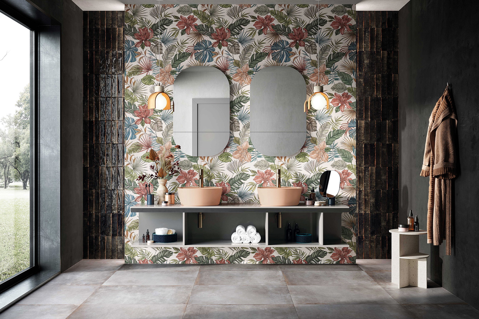 Vintage-Look&nbsp;Tropical-Decor-Fliesen machen aus dem Bad einen Dschungel. fliesendorf.at