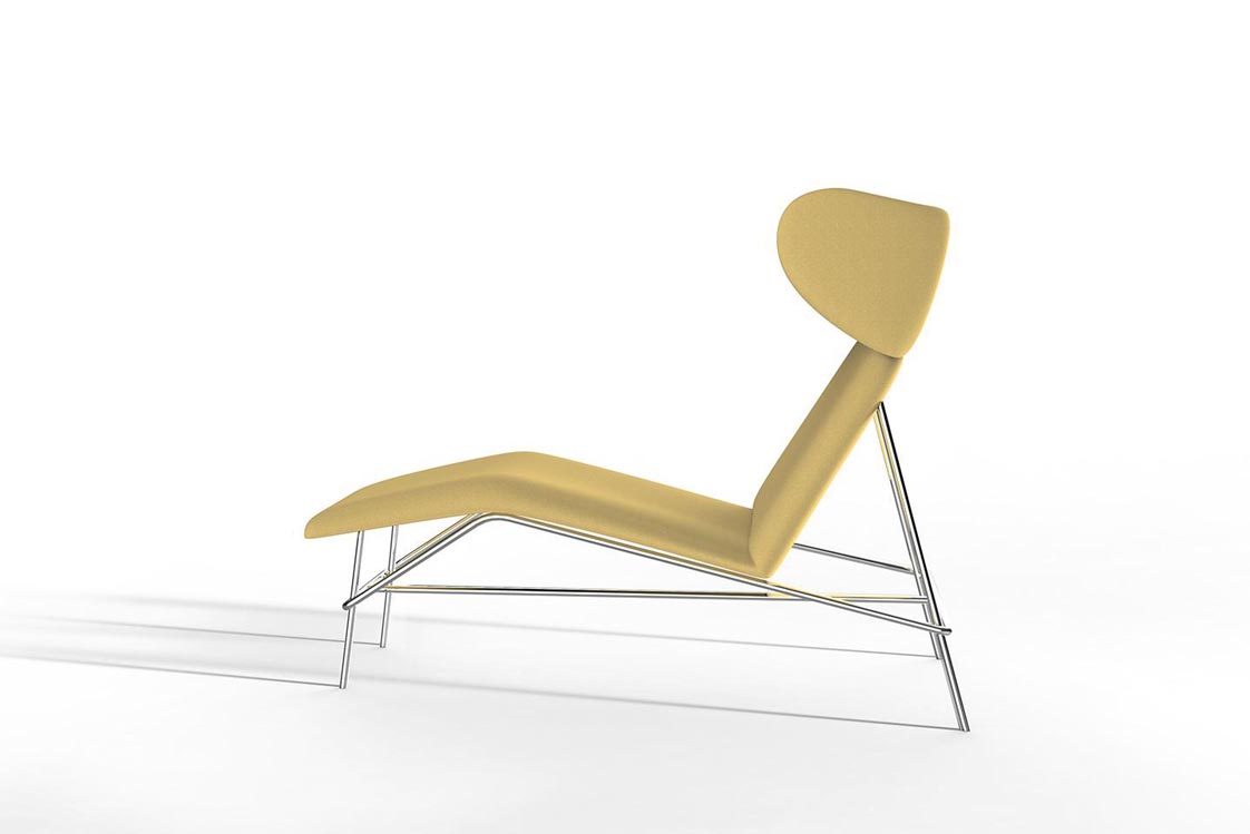 Lehngebühr Raffaella Mangiarotti hat diese reduzierte Chaiselongue ersonnen, die eine klare Formen- und Farbensprache spricht.&nbsp;archiproducts.com
