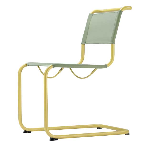 Outdoor-Bauhaus Thonet hat seinen Freischwinger fit für Terrasse und Garten gemacht. Und zwar mit zartem Gelb. thonet.de