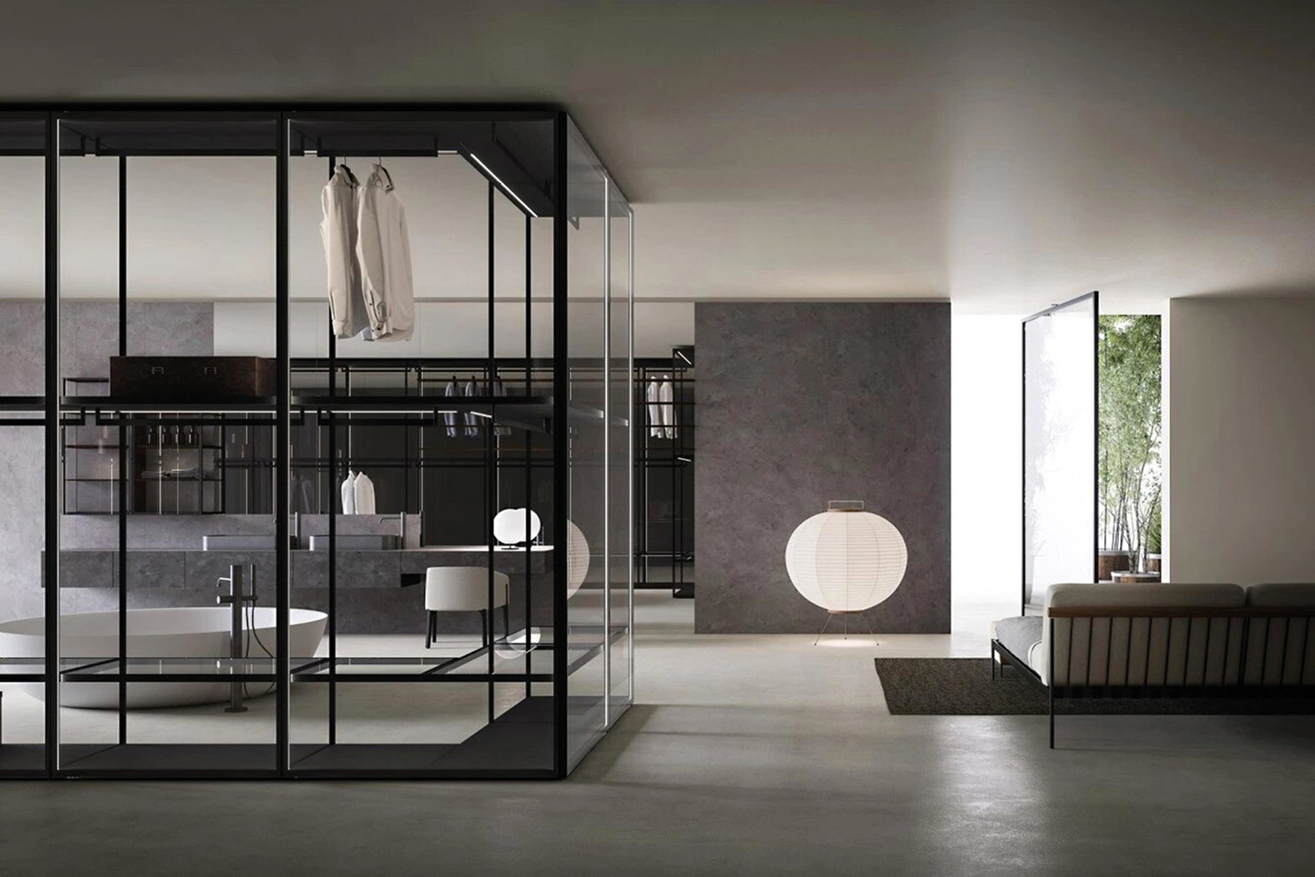 Das »Antibes Cabina«-System von Piero Lissoni für Boffi. Intelligente Ecklösungen, mit viel Glas. boffi.com
