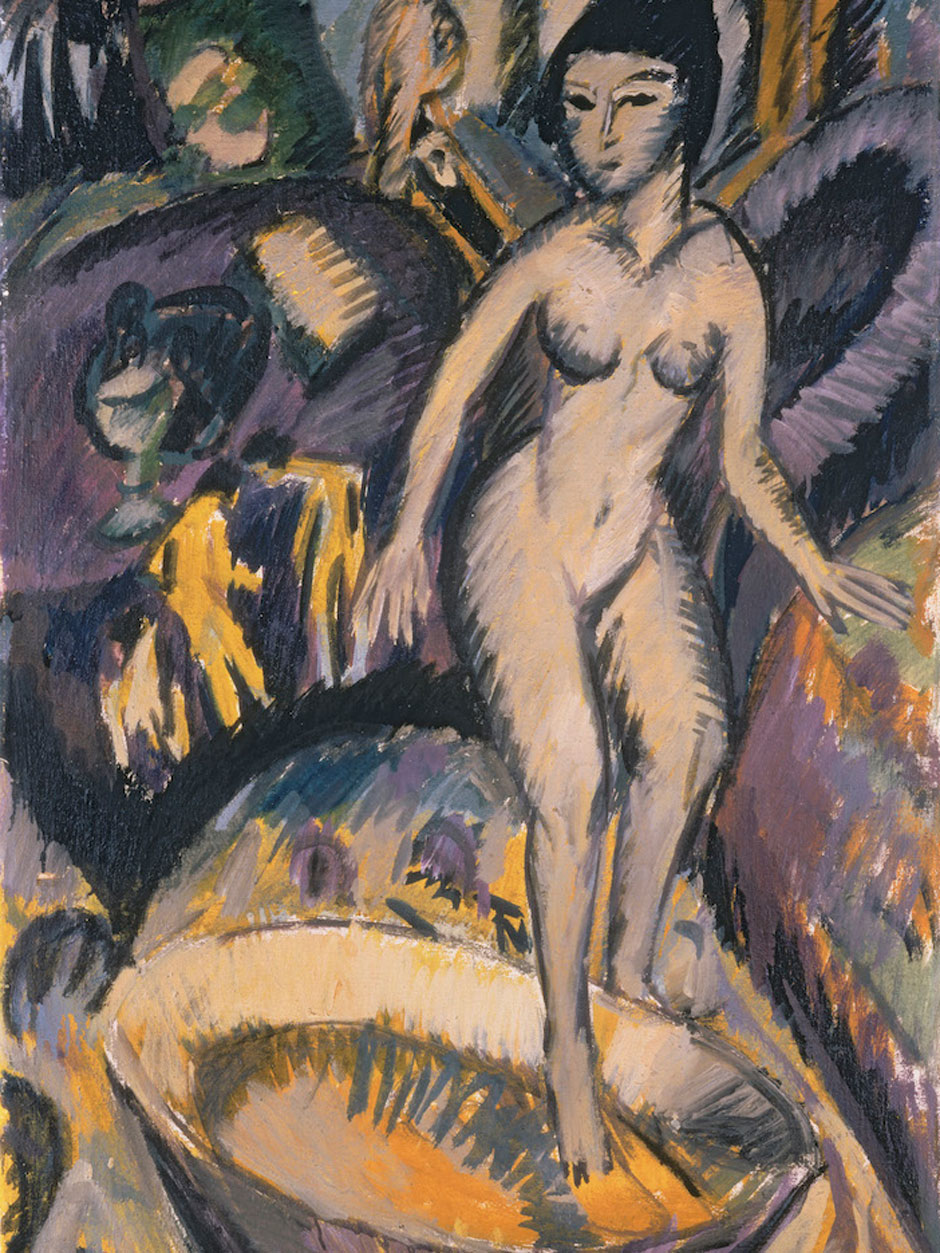 Ernst Ludwig Kirchner,&nbsp;recto: Weiblicher Akt mit Badezauber, 1912
