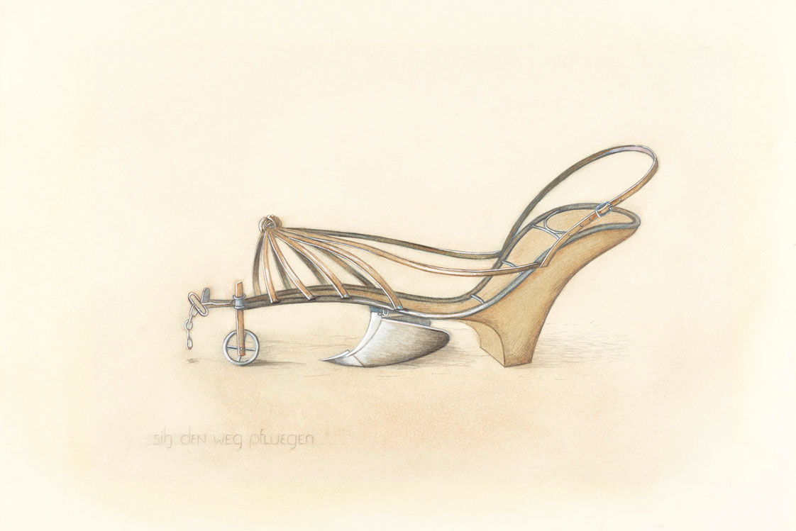 Birgit Jürgenssen,&nbsp;sich den weg pfluegen,&nbsp;1976