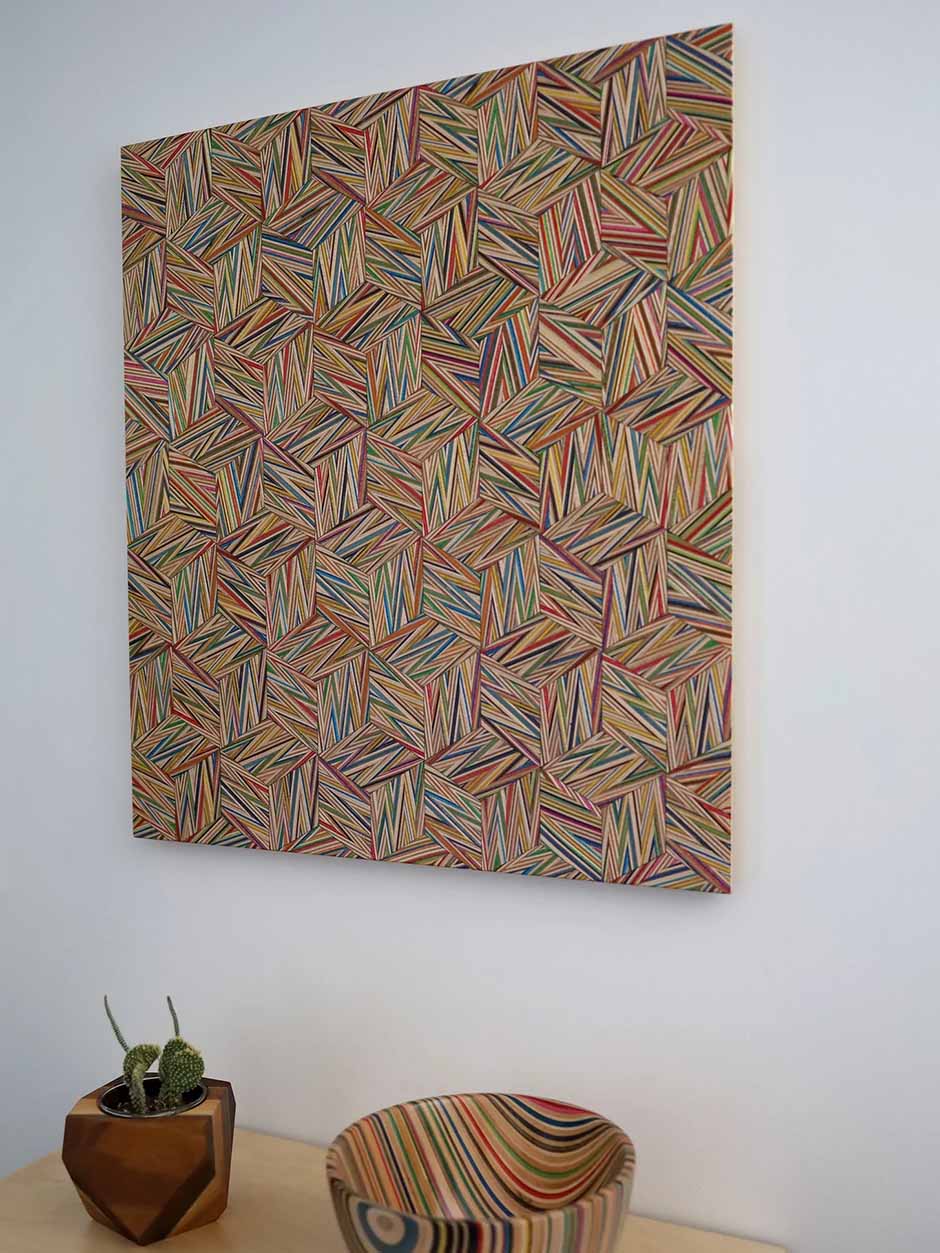 Kunstwerk aus Skateboards