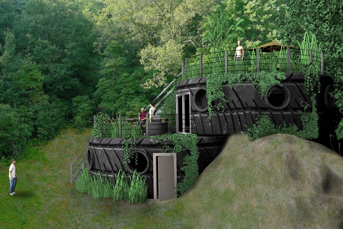 Haus als alten Gummireifen großer Muldenkipper. Designt von Kimberly S. aus den USA.
