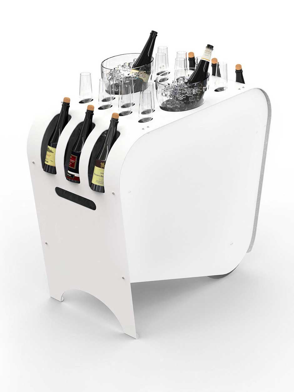 Wein-Trolley Minimalistischer Wein-Trolley »Carello« mit intelligenten Fächern von Esigo.&nbsp;esigo.com