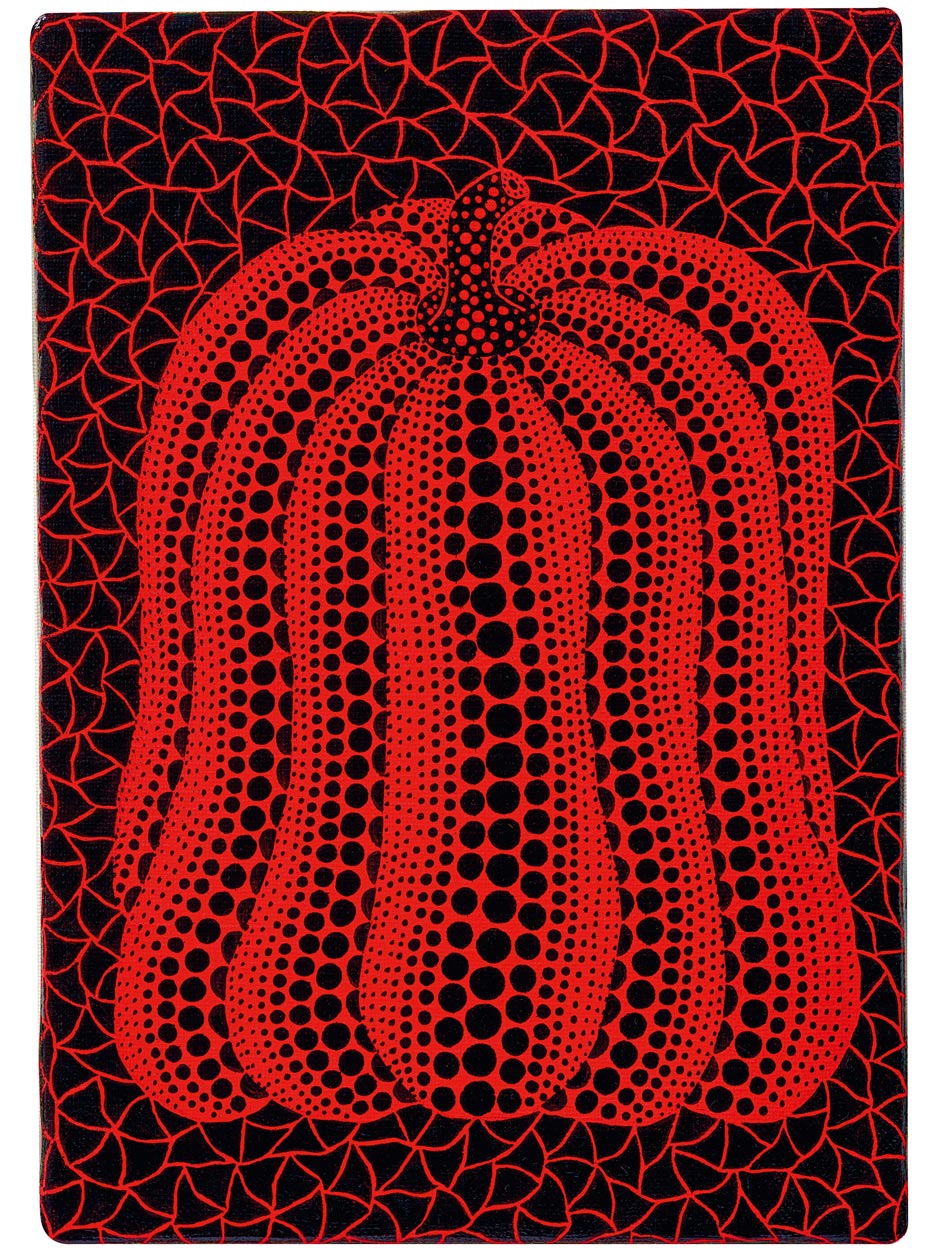 Yayoi Kusama (geb. 1929) Pumpkin KKK, 2002 Acryl auf Leinwand in Plexiglas-Box 22,7 x 15,8 cm € 250.000 – 350.000
