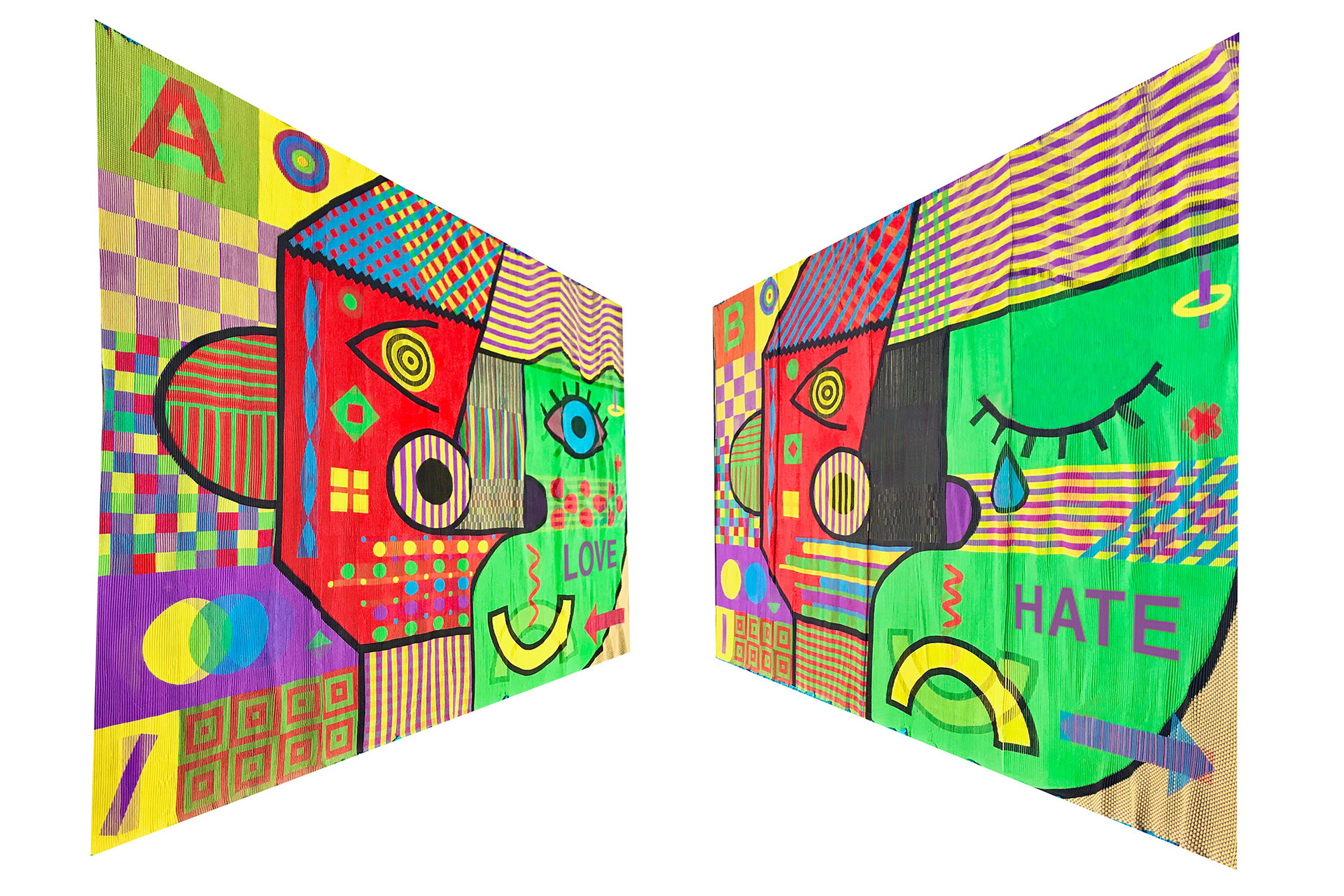 Jede Geschichte hat zwei Seiten Das besondere an »Lenticular Weave« sind nicht nur die knalligen Farben und coolen Prints. Je nachdem von welcher Seite man es betrachtet,erscheinen unterschiedliche Motive.