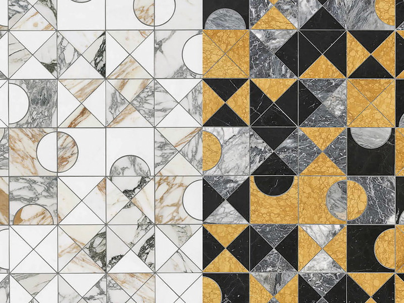 Der Traditionsbetrieb Bisazza interpretiert italienische Marmorfliesen gemeinsam mit Studio KO zeitgemäß neu. bisazza.com