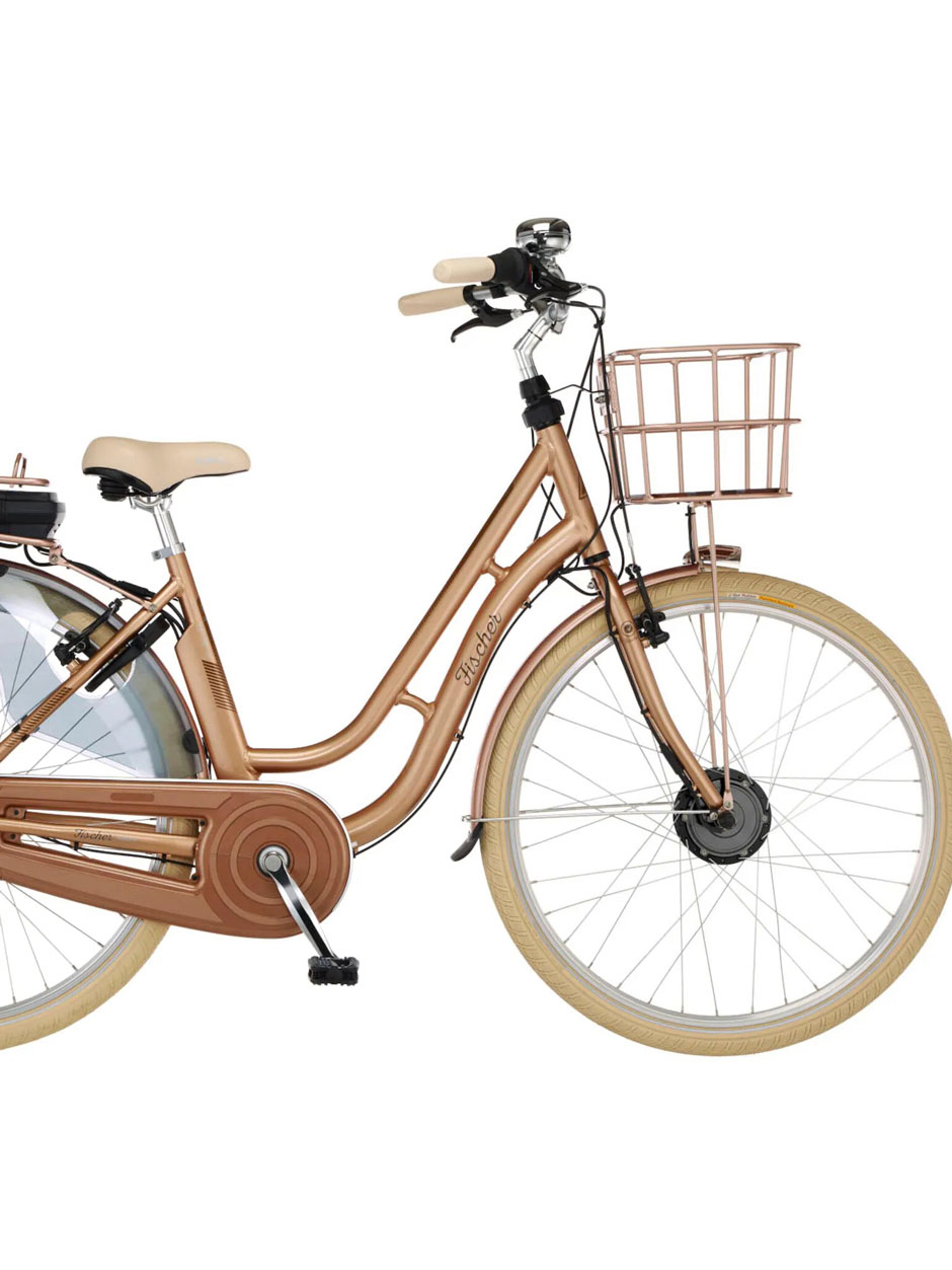 Fahrt ins Grüne&nbsp;Mit dem stylishen E-Bike »Cita Retro« von Fischer kommen Frischluftfans schneller und nahezu schweissfrei ans Ziel.&nbsp;fischer-bike.com
