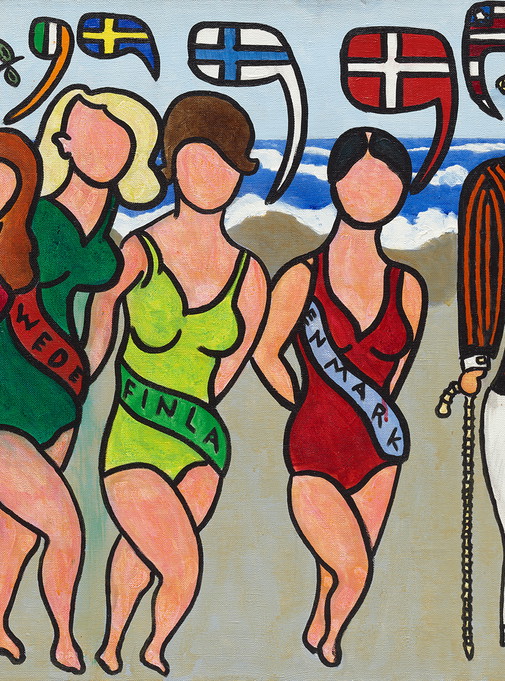 William Nelson Copley (New York 1919–1996 Key West/Florida) Bathing Beauties, 1969, Acryl auf Leinwand, 73,5 x 91,5 cm, Auktion 29. November 2023, Schätzwert € 100.000–150.000
