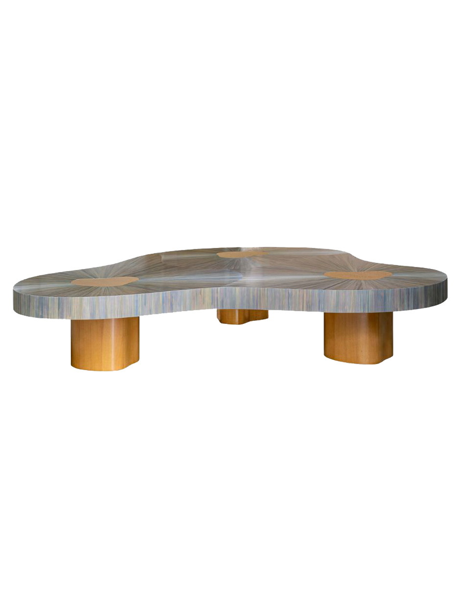 Himmlisch Aus Holz und Strohintarsien gefertigt, begeistert der »Sky Chunky Cloud Table« von Louise Liljencrantz und Lison de Caunes mit  seinem leichten und doch kraftvollen Design. theinvisiblecollection.com
