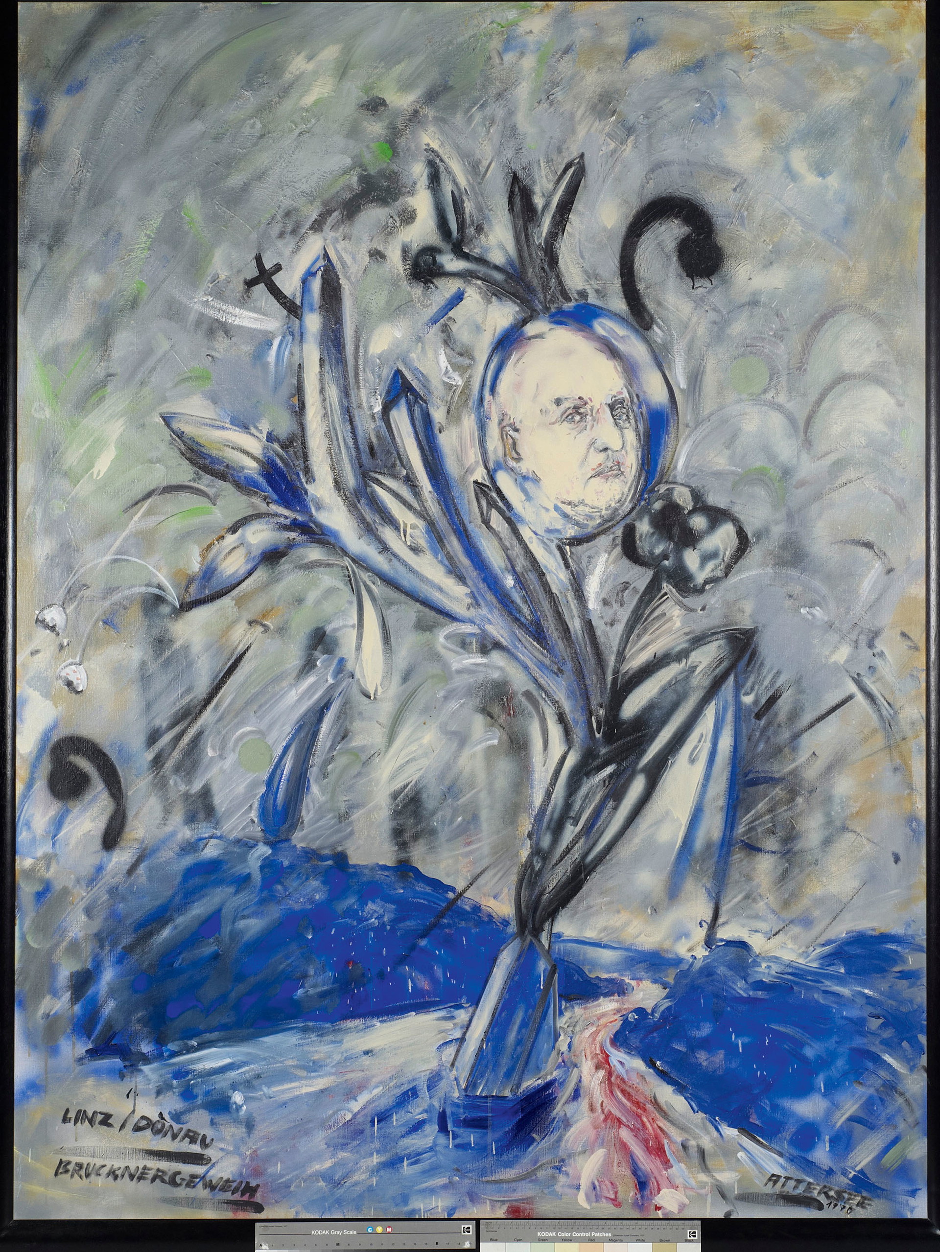 Die Ausstellung »It’s me, Toni« im Nordico Stadtmuseum Linz begibt sich auf die Suche nach der Identität Anton Bruckners. Dort auch zu sehen: das Bild »Brucknergeweih« von Christian Ludwig Attersee.