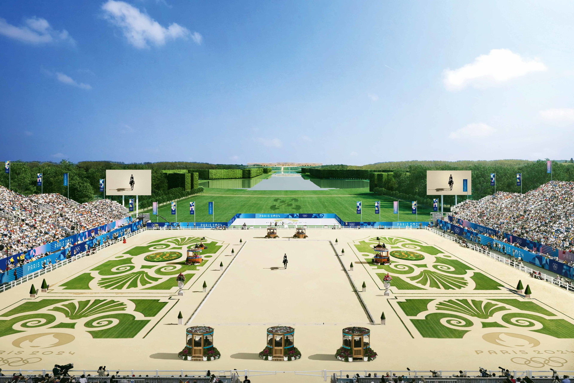 Die Welt zu Gast beim Sonnenkönig. Auch der Schlosspark von Versailles wird für besondere Anlässe zur Olympia-Bühne.